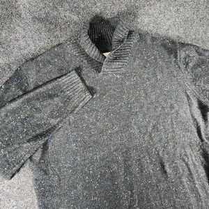 Weatherproof Vintage Men's Navy Speckled Shawl Collar Wool Blend Sweater Size XL